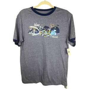 Disney Parks Walt Disney World 50th Anniversary Ringer Shirt Small NWT Grey